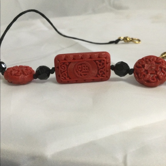 Vintage Red & Black Far East Hemp Cord Necklace with AGP Fasteners - Picture 5 of 7